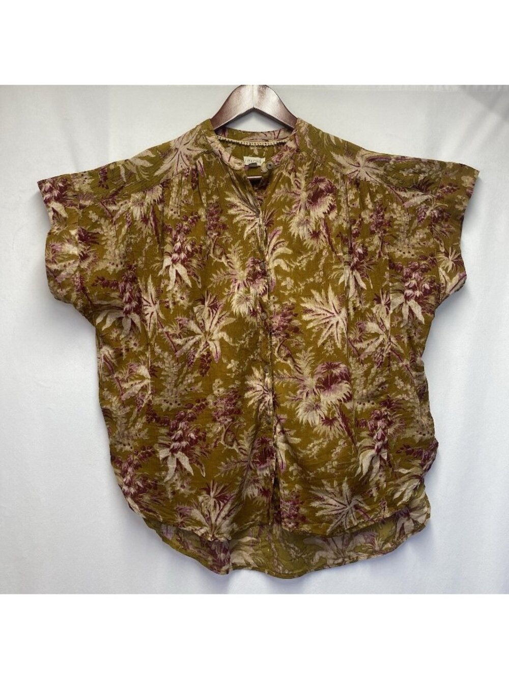 Pilcro Oversized Short Sleeves Batwing Buttoned Blouse Women XXS/XS Multicolor